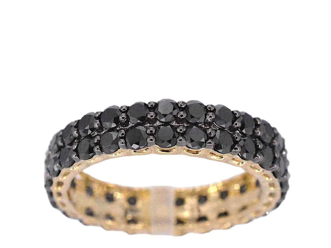 Bague 54 Bague d’éternité en or jaune 14 carats avec diamants noirs 58 Facettes 2211