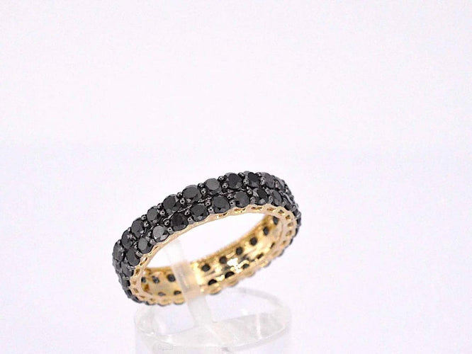 Bague 54 Bague d’éternité en or jaune 14 carats avec diamants noirs 58 Facettes 2211