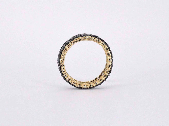Bague 54 Bague d’éternité en or jaune 14 carats avec diamants noirs 58 Facettes 2211