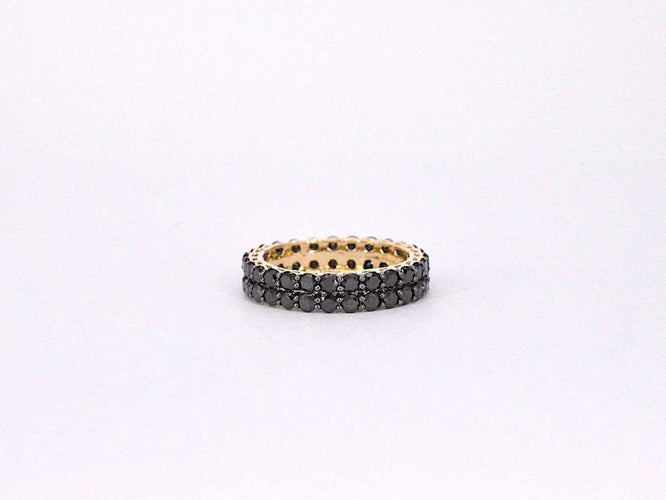 Bague 54 Bague d’éternité en or jaune 14 carats avec diamants noirs 58 Facettes 2211