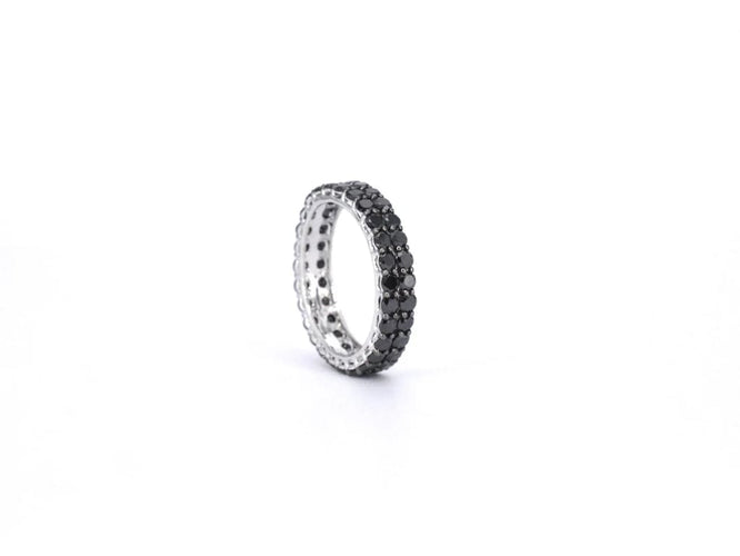 Bague 54 Bague d’éternité en or blanc 14 carats avec diamants noirs 58 Facettes 2210
