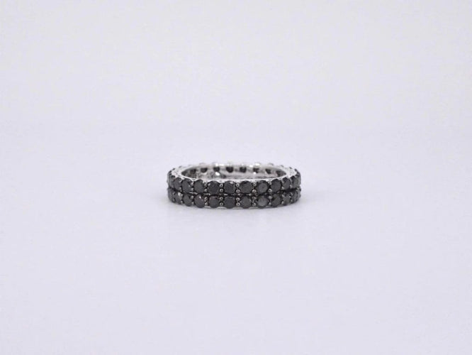 Bague 54 Bague d’éternité en or blanc 14 carats avec diamants noirs 58 Facettes 2210