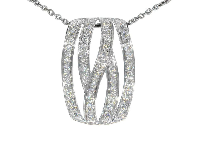 Pendentif Pendentif design en or blanc 18 carats avec diamants taille brillant 58 Facettes 2242