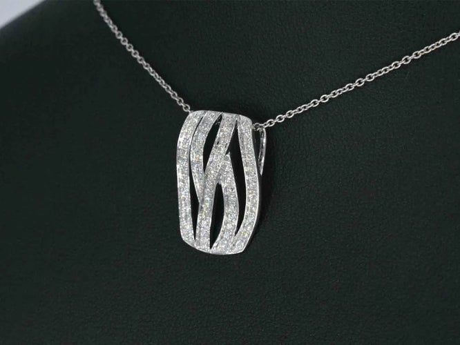 Pendentif Pendentif design en or blanc 18 carats avec diamants taille brillant 58 Facettes 2242