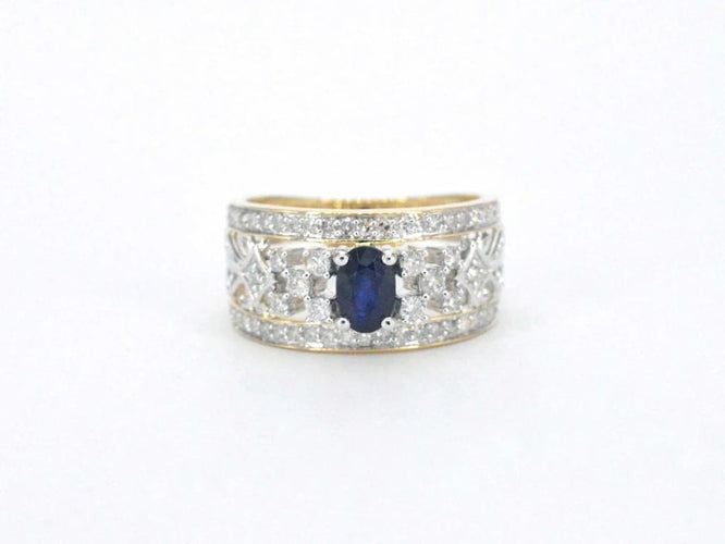 Bague 54 Bague en or 14 carats sertie de diamants et saphir 58 Facettes 2239