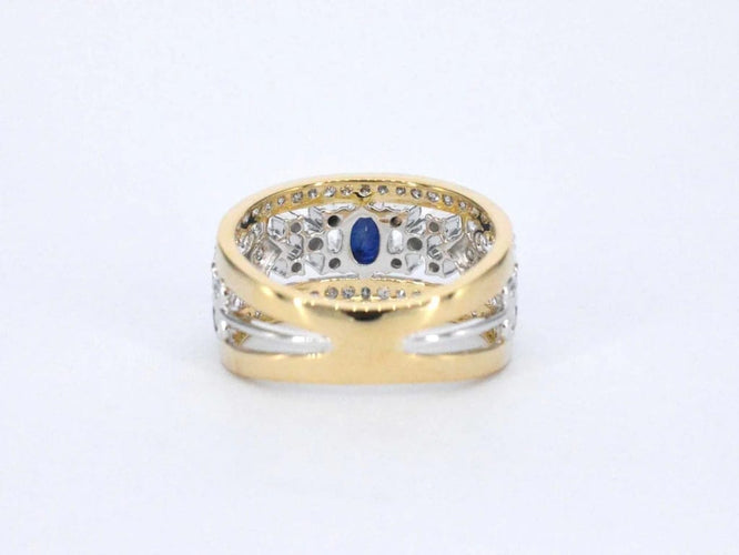 Bague 54 Bague en or 14 carats sertie de diamants et saphir 58 Facettes 2239