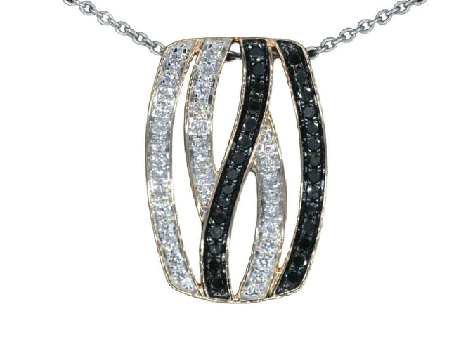 Pendentif Pendentif design en or rose 18 carats avec diamants blancs et noirs 58 Facettes 2245