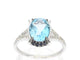 Bague 54 Bague en or blanc 14 carats avec diamants, topaze et saphir 58 Facettes 2322