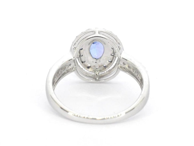Bague 54 Bague en or blanc 14 carats avec diamants et tanzanite 58 Facettes 2325