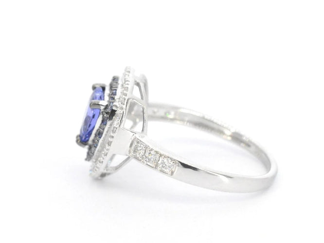 Bague 54 Bague en or blanc 14 carats avec diamants et tanzanite 58 Facettes 2326