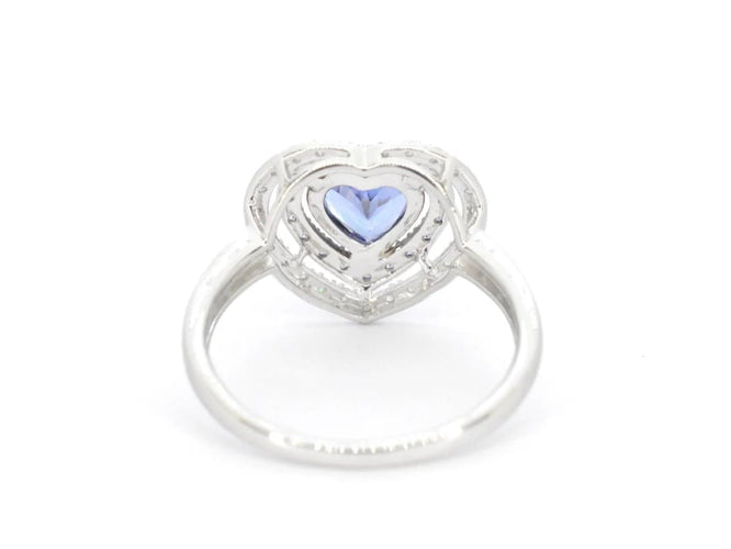 Bague 54 Bague en or blanc 14 carats avec diamants et tanzanite 58 Facettes 2326