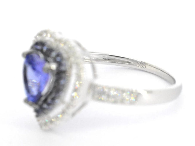 Bague 54 Bague en or blanc 14 carats avec diamants et tanzanite 58 Facettes 2326