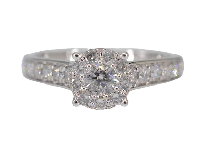 Bague 54 Bague entourage en or blanc 14 carats avec diamant 1,00 ct 58 Facettes 2006