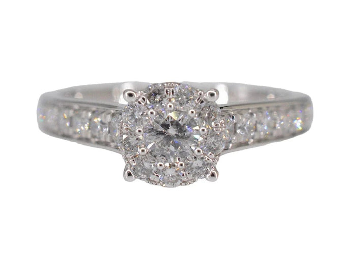 Bague 54 Bague entourage en or blanc 14 carats avec diamant 1,00 ct 58 Facettes 2006