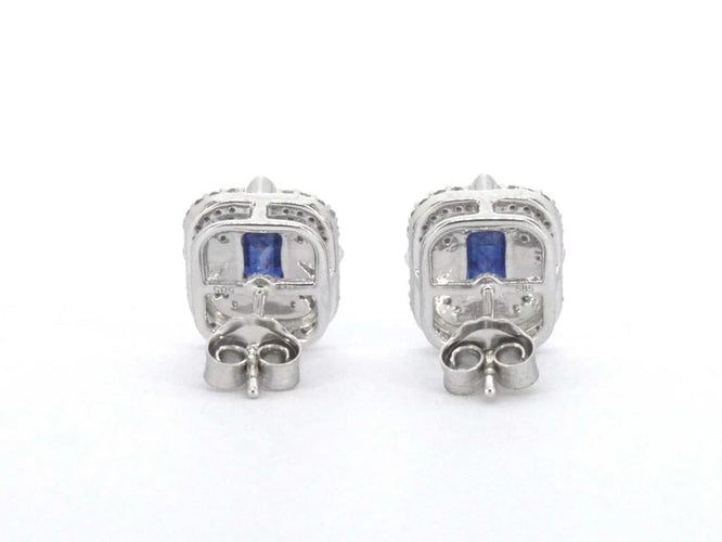 Boucles d'oreilles Boucles d'oreilles en or blanc 14 carats avec diamants et saphirs 58 Facettes 2349