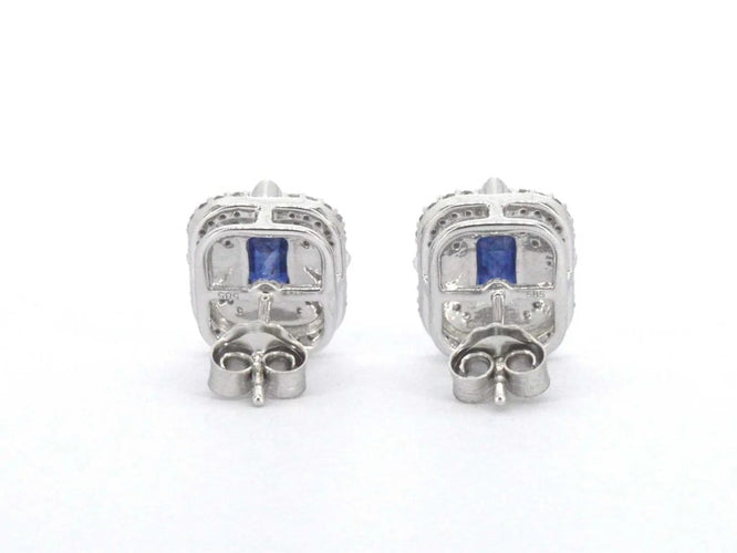 Boucles d'oreilles Boucles d'oreilles en or blanc 14 carats avec diamants et saphirs 58 Facettes 2349