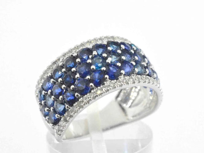 Bague 54 Bague en or blanc 14 carats avec saphirs et diamants 58 Facettes 2355