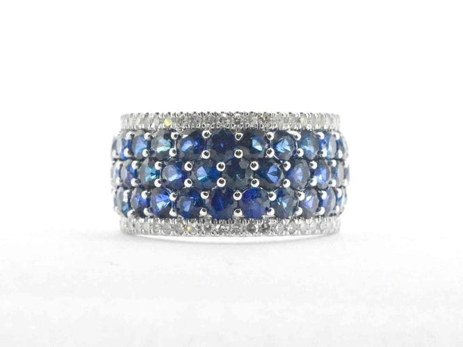 Bague 54 Bague en or blanc 14 carats avec saphirs et diamants 58 Facettes 2355