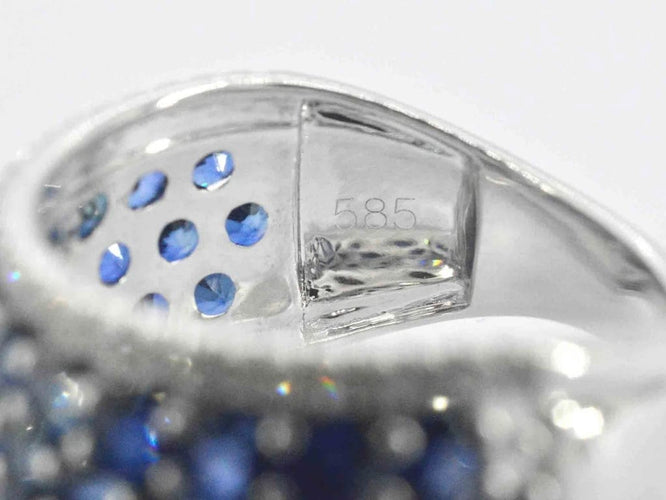 Bague 54 Bague en or blanc 14 carats avec saphirs et diamants 58 Facettes 2355