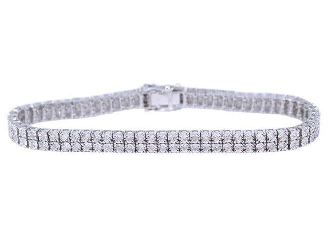 Bracelet Bracelet tennis en or blanc 14 carats à deux rangées de diamants 58 Facettes 2020