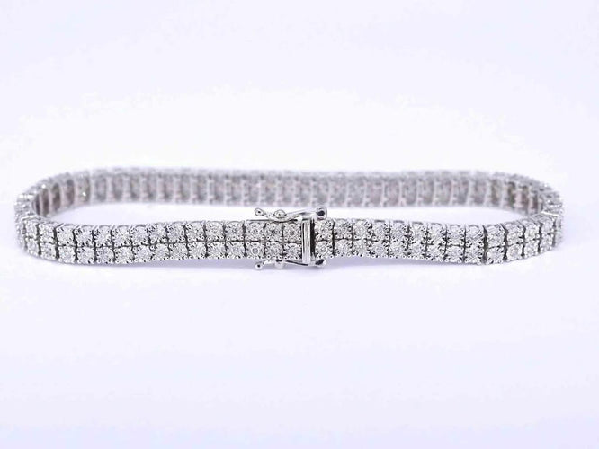 Bracelet Bracelet tennis en or blanc 14 carats à deux rangées de diamants 58 Facettes 2020