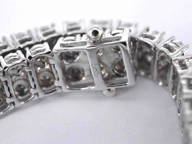 Bracelet Bracelet tennis en or blanc 14 carats à deux rangées de diamants 58 Facettes 2020