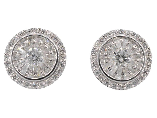 Boucles d'oreilles Boucles d’oreilles entourage en or blanc 14 carats et diamants 58 Facettes 2029