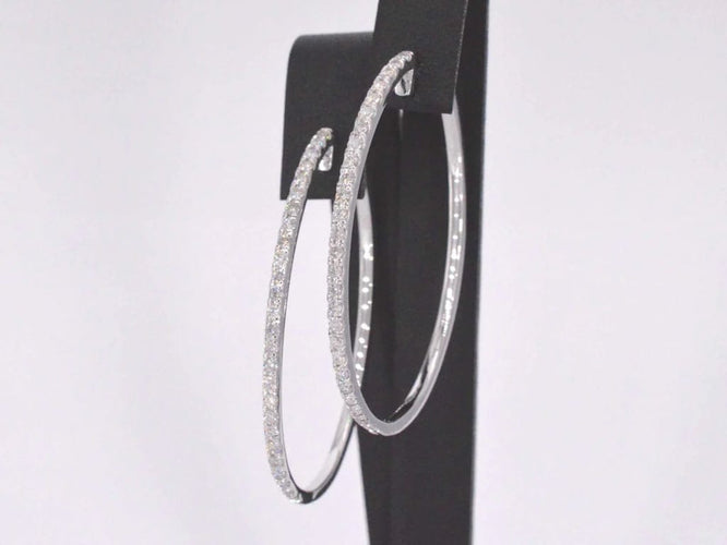 Boucles d'oreilles Boucles d'oreilles créoles en or blanc 14 carats avec diamants 58 Facettes 2053