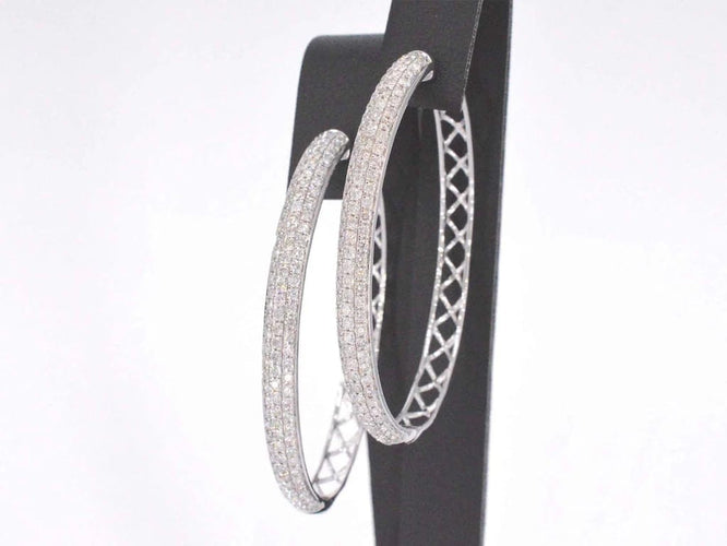 Boucles d'oreilles Boucles d'oreilles créoles en or blanc 14 carats avec diamants 58 Facettes 2054
