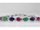 Bracelet Bracelet tennis en or blanc 14 carats avec diamants et pierres précieuses 58 Facettes 2068