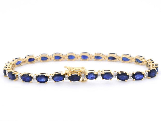 Bracelet Bracelet tennis en or 14 carats avec diamants et saphir 58 Facettes 2063