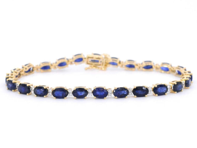 Bracelet Bracelet tennis en or 14 carats avec diamants et saphir 58 Facettes 2063