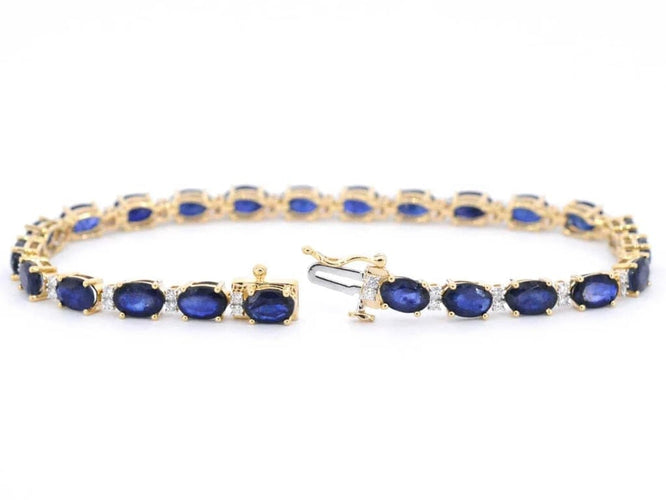 Bracelet Bracelet tennis en or 14 carats avec diamants et saphir 58 Facettes 2063