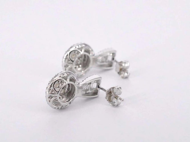 Boucles d'oreilles Boucles d'oreilles en or blanc 14 carats avec diamants 58 Facettes 2076