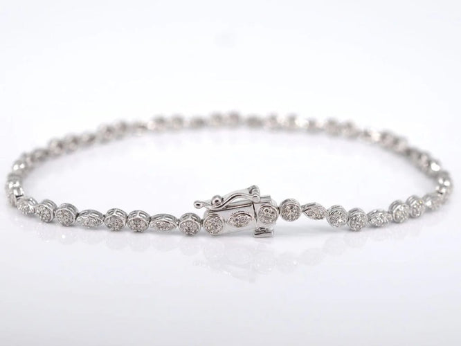 Bracelet Bracelet tennis en or blanc 14 carats serti de diamants 1,10 ct 58 Facettes 2151
