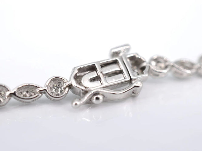 Bracelet Bracelet tennis en or blanc 14 carats serti de diamants 1,10 ct 58 Facettes 2151