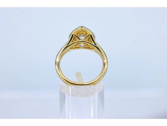 Bague 54 Bague entourage forme poire en or 14 carats avec diamant 1,15 ct 58 Facettes 2154