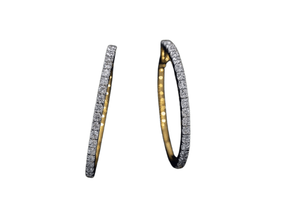 Boucles d'oreilles Créoles - Boucles d'oreilles en or 14 carats avec diamants 58 Facettes 2152