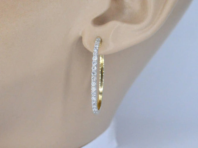 Boucles d'oreilles Créoles - Boucles d'oreilles en or 14 carats avec diamants 58 Facettes 2152