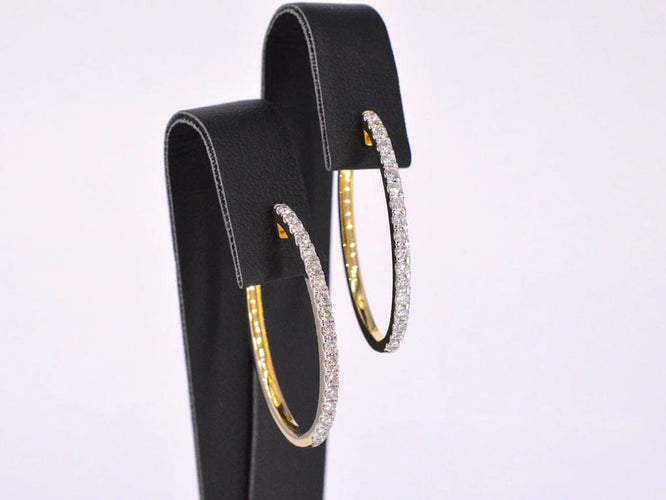 Boucles d'oreilles Créoles - Boucles d'oreilles en or 14 carats avec diamants 58 Facettes 2152