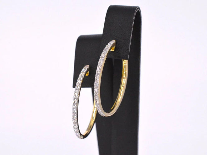 Boucles d'oreilles Créoles - Boucles d'oreilles en or 14 carats avec diamants 58 Facettes 2152