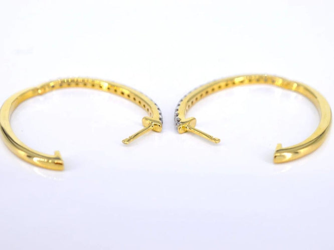 Boucles d'oreilles Créoles - Boucles d'oreilles en or 14 carats avec diamants 58 Facettes 2152