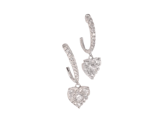 Boucles d'oreilles Boucles d’oreilles cœur en or blanc 14 carats et diamants 58 Facettes 2174