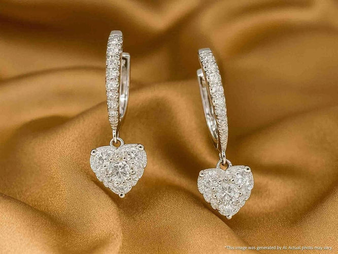 Boucles d'oreilles Boucles d’oreilles cœur en or blanc 14 carats et diamants 58 Facettes 2174