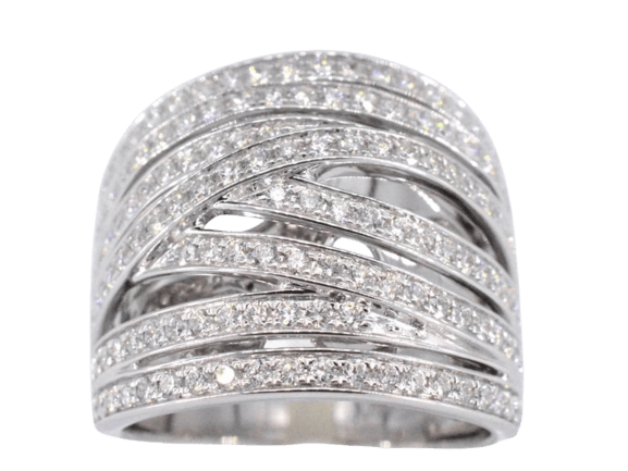 Bague 54 Bague design en or blanc 18 carats avec diamant taille brillant 58 Facettes 2176