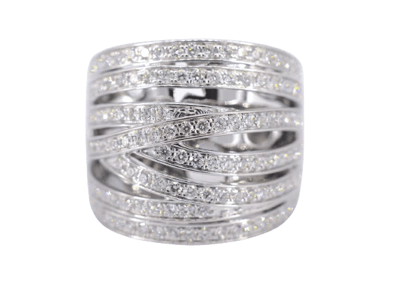 Bague 54 Bague design en or blanc 18 carats avec diamant taille brillant 58 Facettes 2176