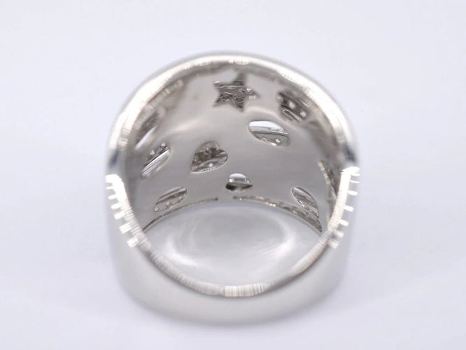 Bague 54 Bague design en or blanc 18 carats avec diamant taille brillant 58 Facettes 2176