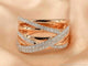 Bague 54 Bague en or rose 14 carats sertie de diamants taille brillant 58 Facettes 2182