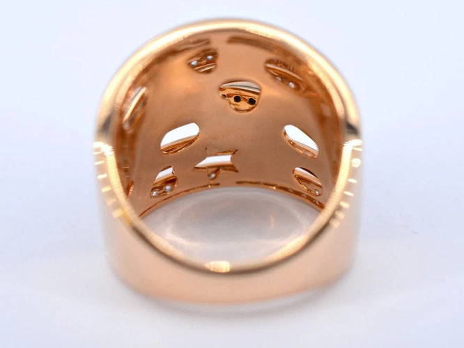 Bague 54 Bague en or rose 18 carats sertie de diamants blancs et noirs 58 Facettes 2179