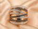 Bague 54 Bague en or rose 18 carats sertie de diamants blancs et noirs 58 Facettes 2179